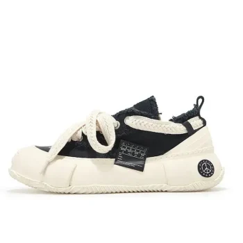 XVESELG.O.P2.0 MARSHMALLOW LWS 耐摩耗性通気性ロートップ キャンバス シューズ ブラック