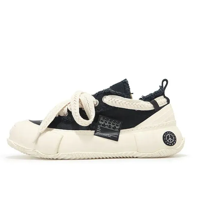 XVESELG.O.P2.0 MARSHMALLOW LWS 耐摩耗性通気性ロートップ キャンバス シューズ ブラック