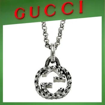 【国内発送/直営店】NCT127着用！ネックレス グッチ  メンズ インターロッキングG ペンダント シルバー