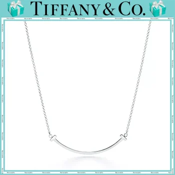 【国内発送/直営店】Tiffany T シリーズ 18K プラチナ Smile ネックレス .小サイズ