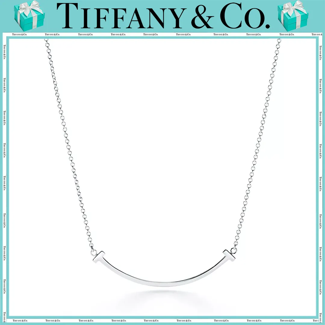 【国内発送/直営店】Tiffany T シリーズ 18K プラチナ Smile ネックレス .小サイズ