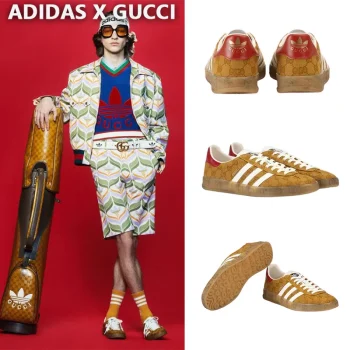 【GUCCI】× ADIDASコラボ Gazelle スニーカー(茶色)