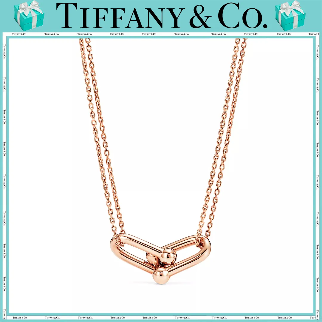 【国内発送/直営店】Tiffany HardWear シリーズ ス  18K ローズゴールド ラージ ダブルリンク チェーンネックレス