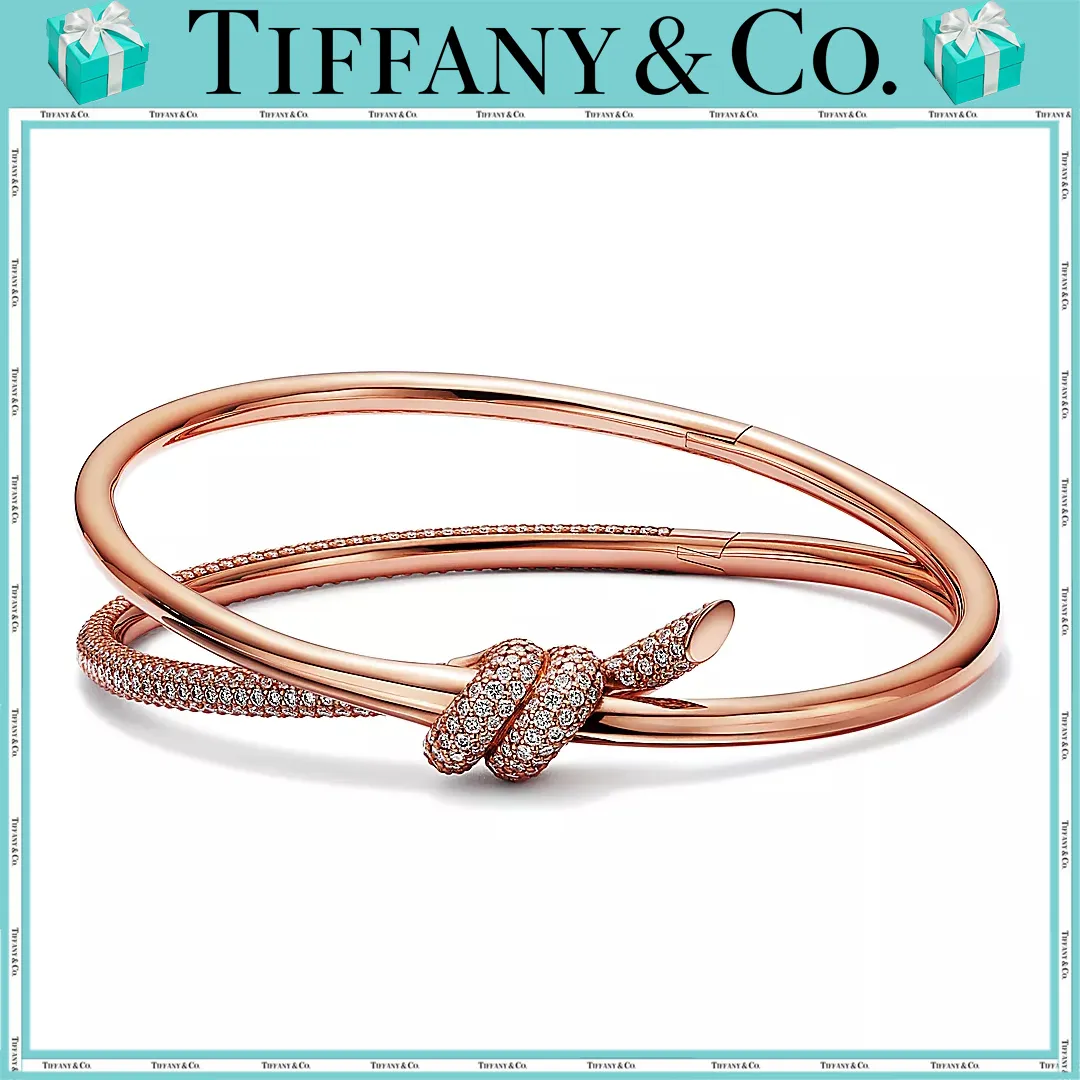 【国内発送/直営店】ダブル ロウ ヒンジ バングル  ローズゴールドにダイヤモンドをセッティング