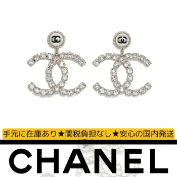 【国内発送/直営店】クリスタルパールロゴイヤリング