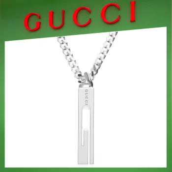 【国内発送/直営店】ネックレス 【ランキング1位】  メンズ レディース グッチ シンプル ペンダント Gモチーフ プレートタグ スターリングシルバー