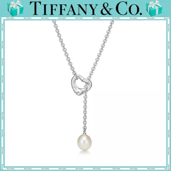 【国内発送/直営店】Elsa Peretti® シリーズ Open Heart シルバー パールネックレス、7.5-8 ミリメートル