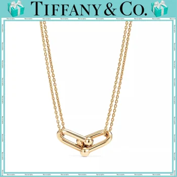 【国内発送/直営店】Tiffany HardWear シリーズ ス  18K ゴールドカラー ラージ ダブルリンク チェーンネックレス