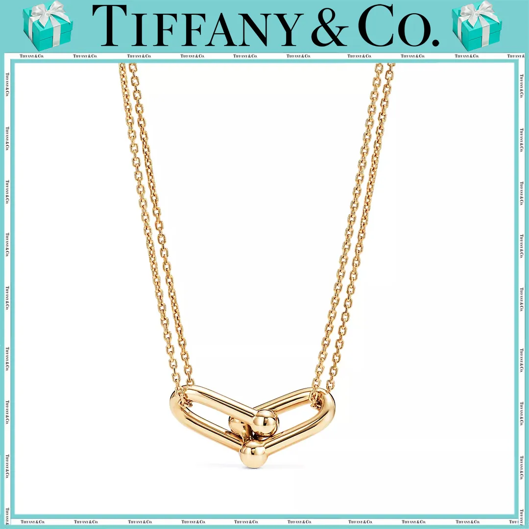 【国内発送/直営店】Tiffany HardWear シリーズ ス  18K ゴールドカラー ラージ ダブルリンク チェーンネックレス