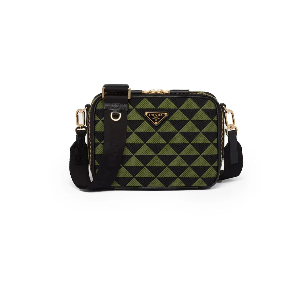 PRADA(プラダ) プラダ ブリック エンブロイダリーファブリック バッグ ブラック