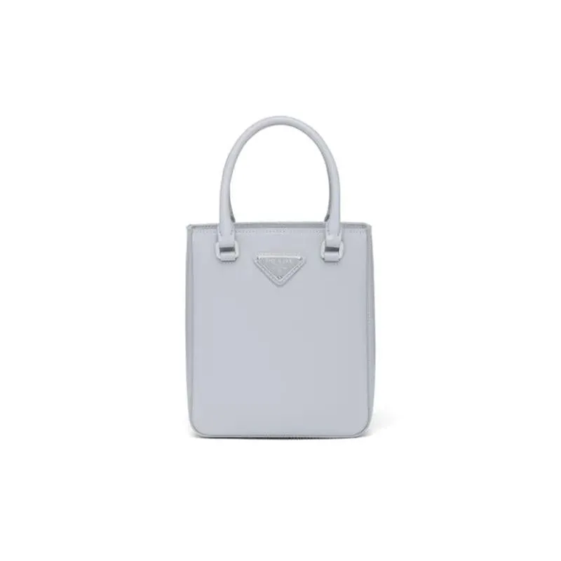 PRADA(プラダ) スモール ブラッシュドレザー トートバッグ ブルー