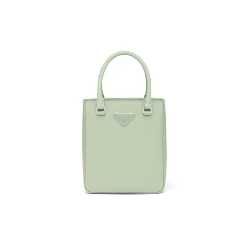 PRADA(プラダ) スモール ブラッシュドレザー トートバッグ グリーン