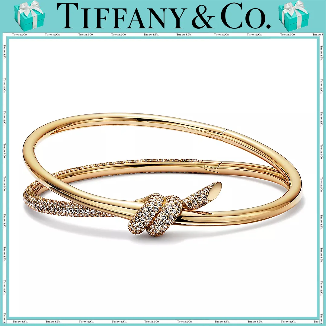 【国内発送/直営店】ダブル ロウ ヒンジ バングル  イエローゴールドにダイヤモンドをセッティング