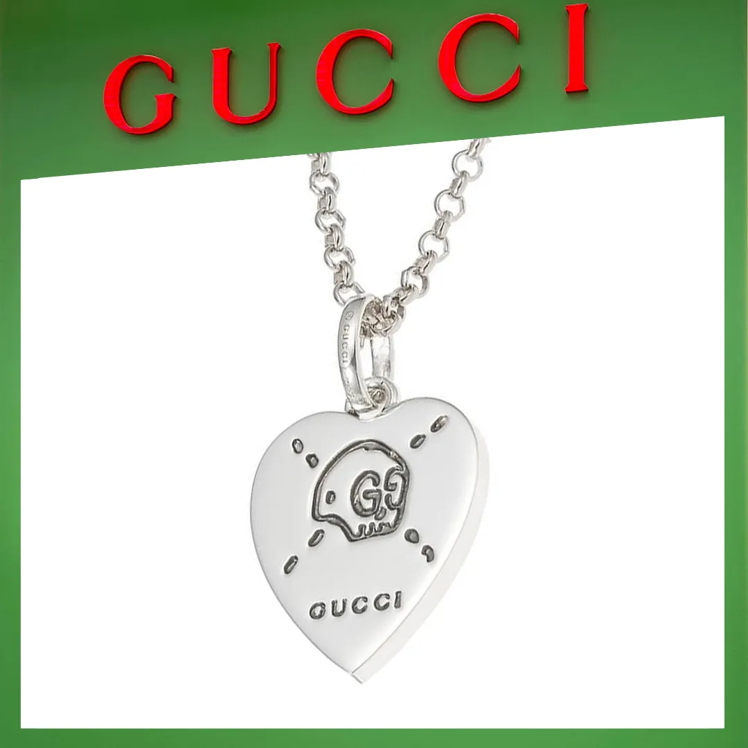 【国内発送/直営店】ネックレス  レディース グッチゴースト ハート ペンダント シルバー