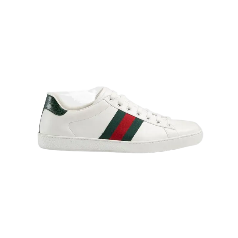 GUCCI ホワイト & グリーン Ace スニーカー