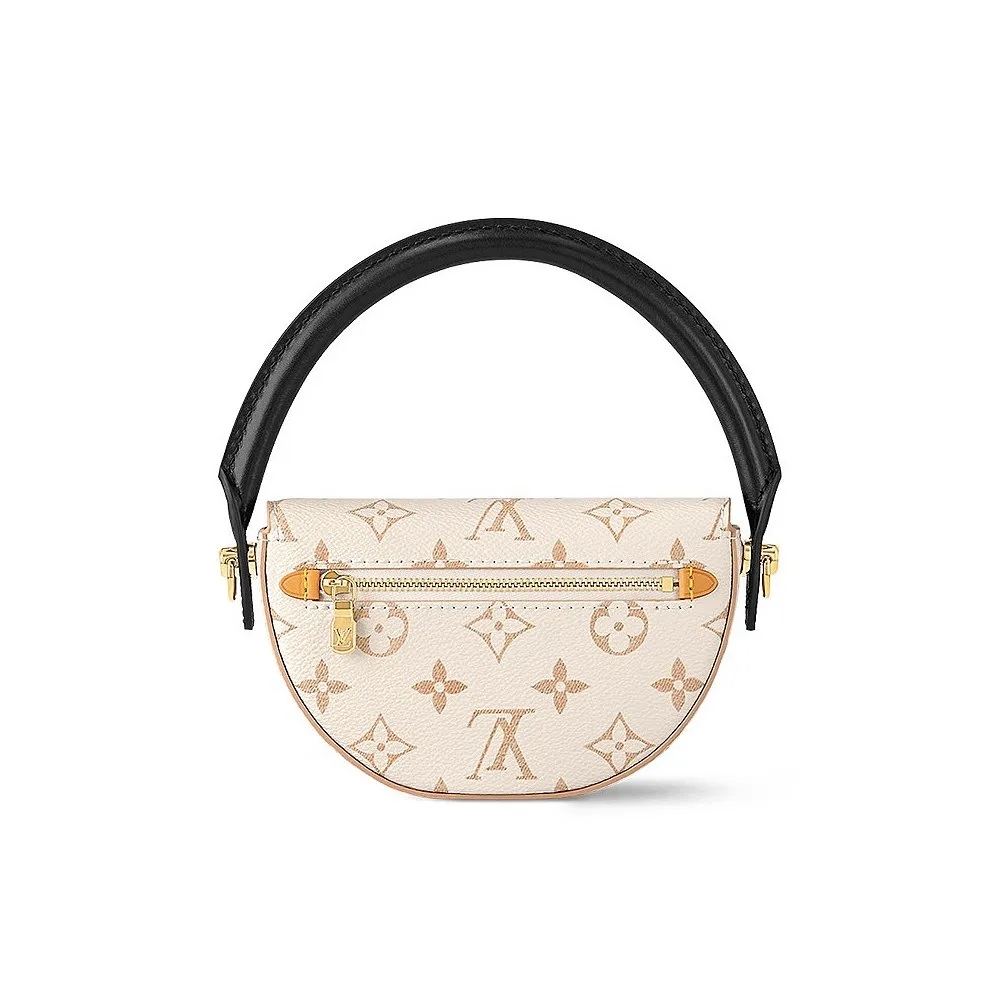 LV 2024新作 レディース ベージュ ハーフムーン プリント キャンバス ハンドバッグ