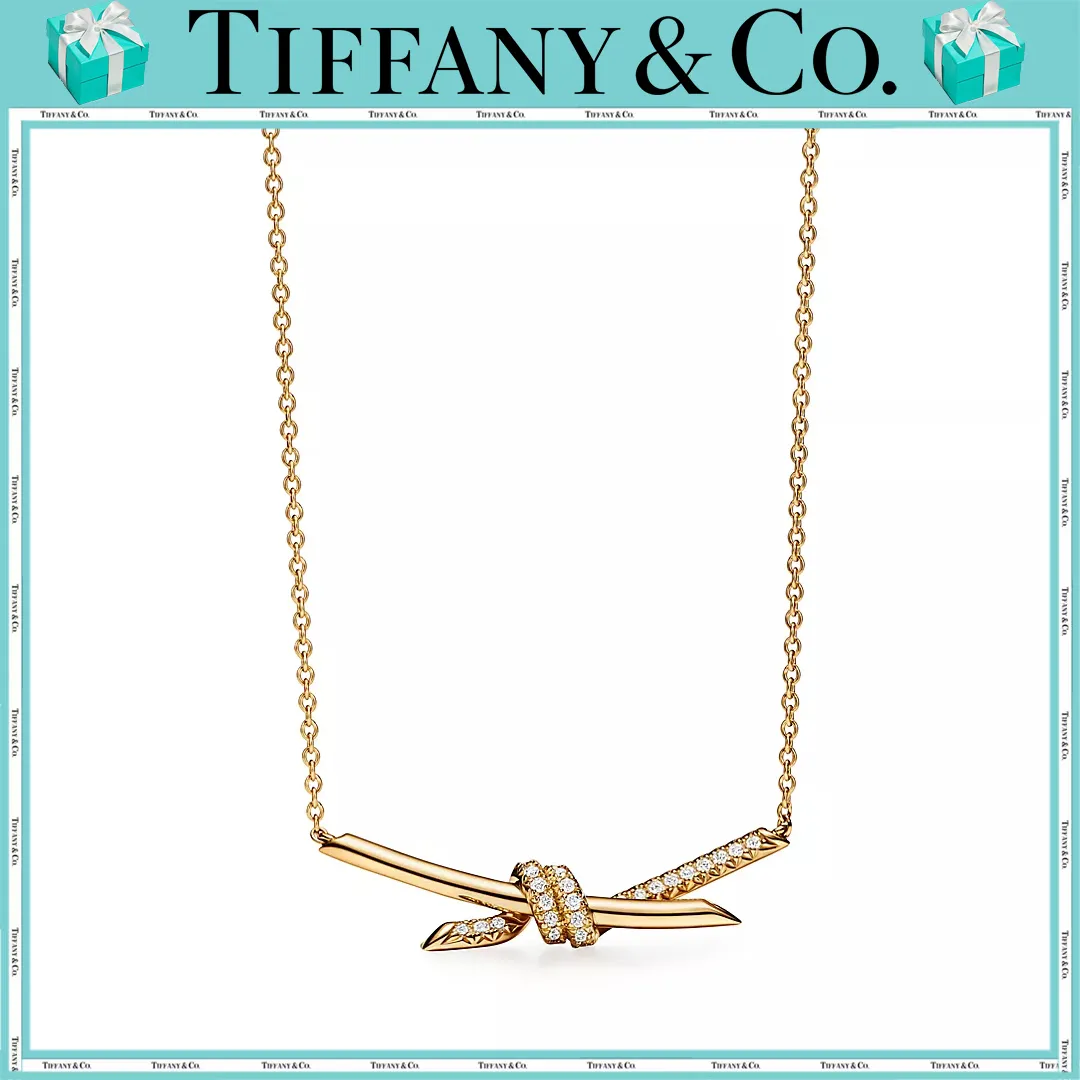 【国内発送/直営店】Tiffany Knotシリーズです 18K ゴールドカラー ダイヤモンド ネックレス