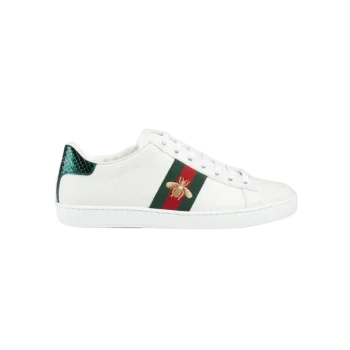 GUCCI Ace レザー スニーカー ウォータースネークトリム 刺繍入り