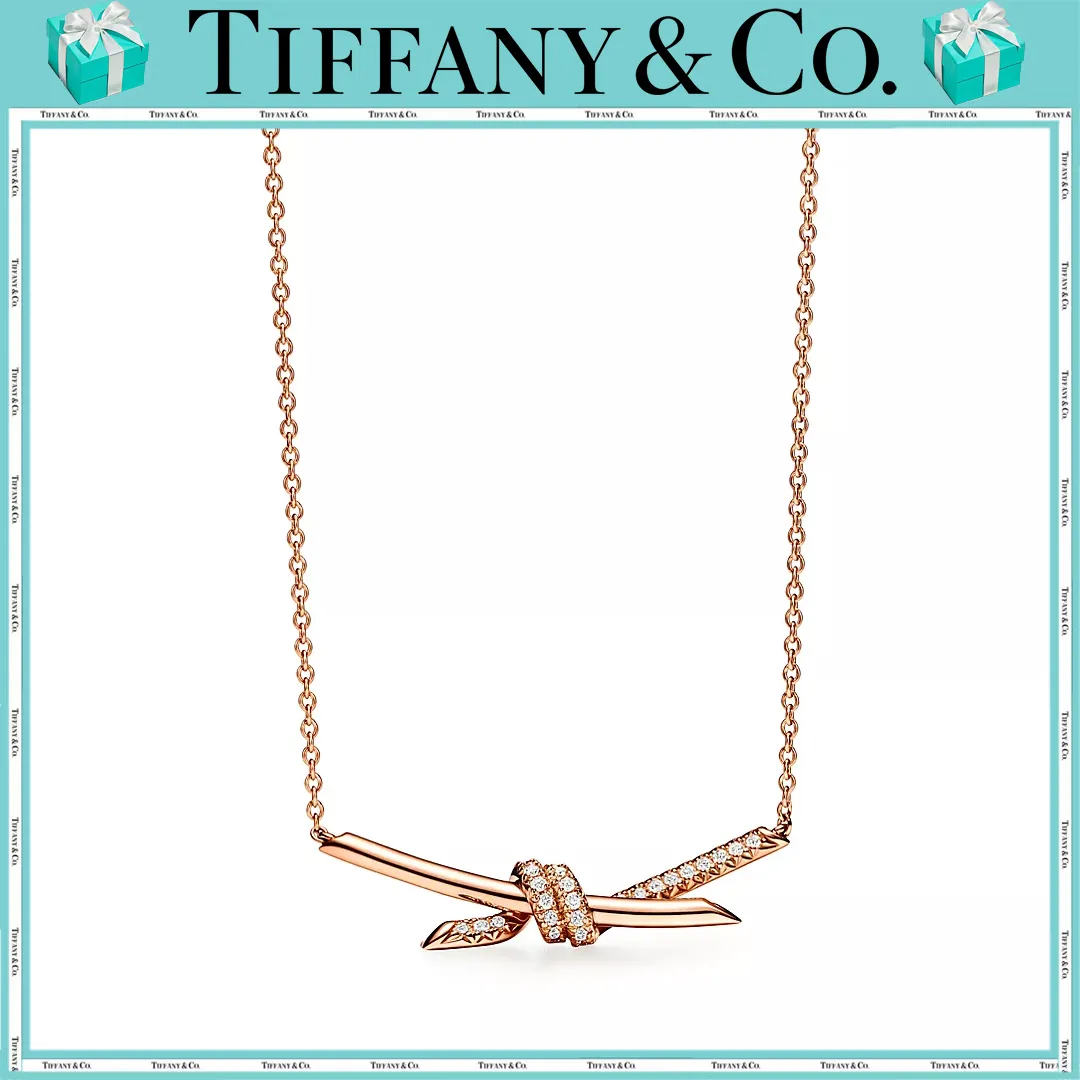 【国内発送/直営店】Tiffany Knotシリーズです  ペンダント ローズゴールドにダイヤモンドをセッティング ネックレスです