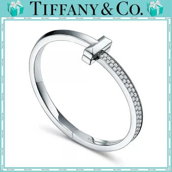 【国内発送/直営店】【セレブご愛用】T ワン ワイド ダイヤモンド ヒンジ バングル 18K ホワイトゴールド