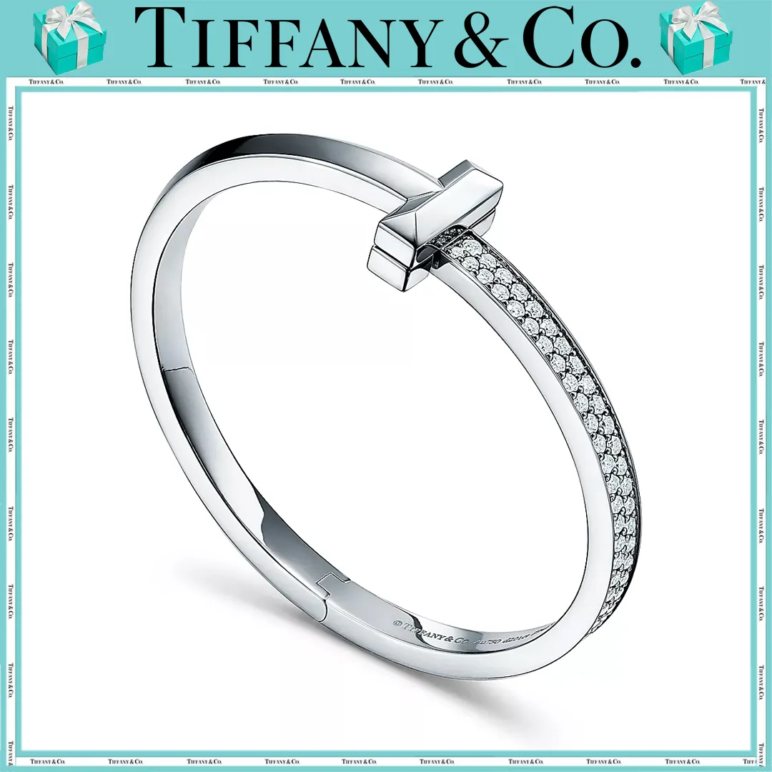 【国内発送/直営店】【セレブご愛用】T ワン ワイド ダイヤモンド ヒンジ バングル 18K ホワイトゴールド