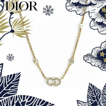 【国内発送/直営店】Christian Dior クレール ディー リュヌ ネックレス パール ラインストーン ゴールド N1033CDLCY 二段階調節 箱付