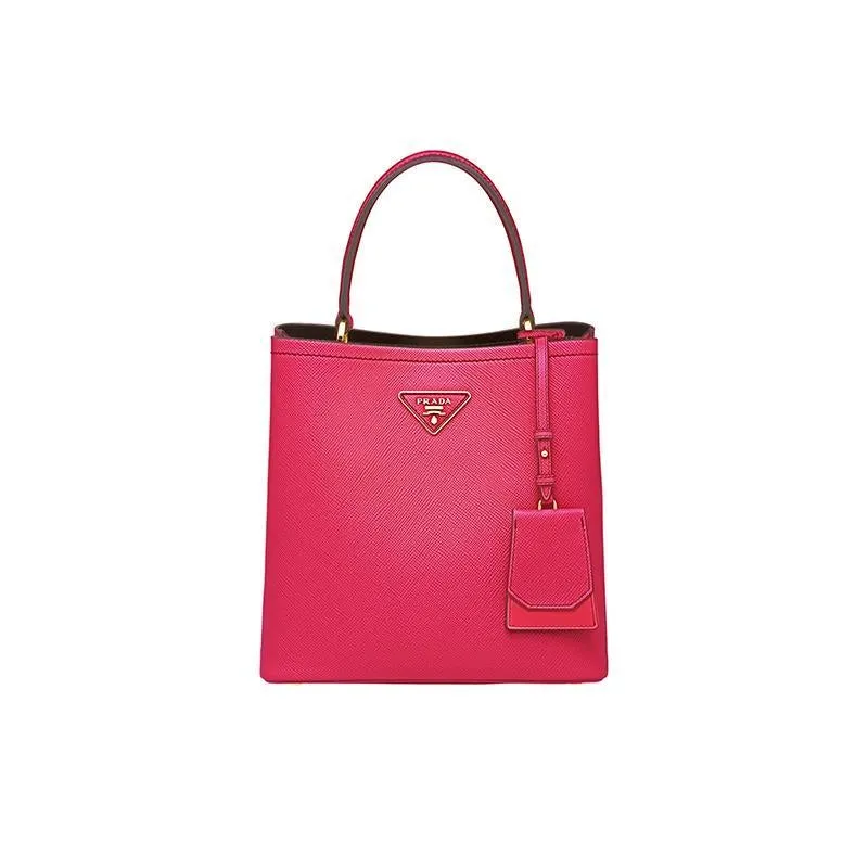 PRADA(プラダ) パニエ サフィアーノレザーバッグ ローズレッド