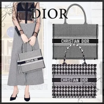 DIOR 直営店 名入れOK! BOOK TOTE ミディアム トート 千鳥格子