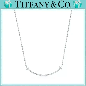 【国内発送/直営店】Tiffany T  シリーズ 18K プラチナ ダイヤモンド Smile ネックレス（スモール）