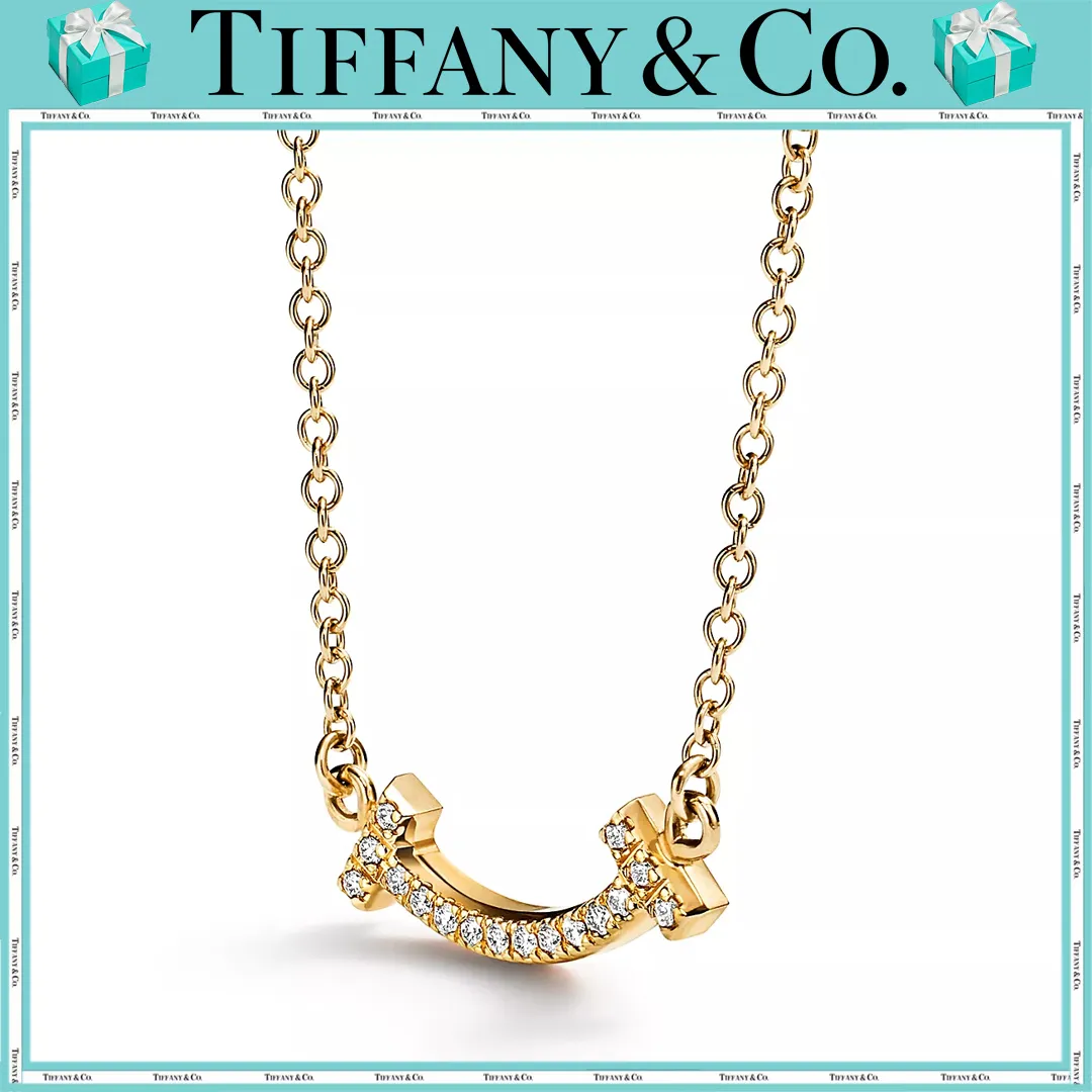 【国内発送/直営店】Tiffany T シリーズ18K ゴールド ダイヤモンド ミニ Smile ネックレス