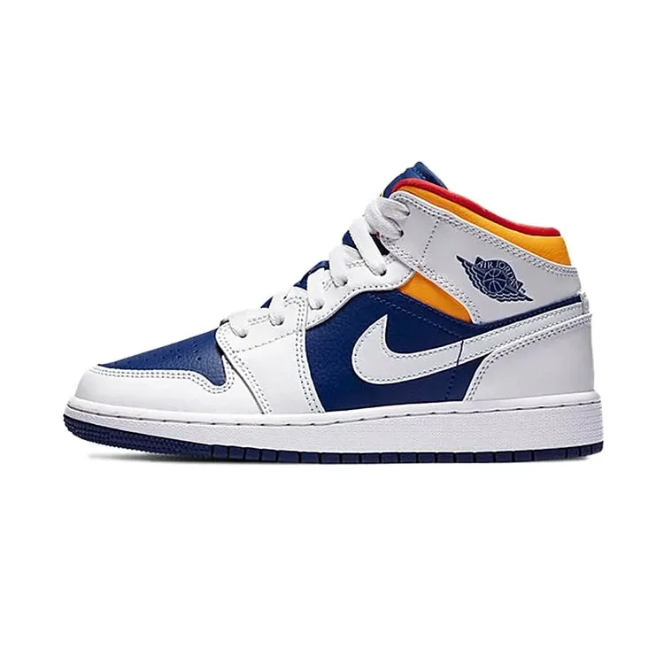 NIKE ナイキ AIR JORDAN 1 MID GS 'WHITE DEEP ROYAL BLUE' エア ジョーダン ワン ミッド キッズサイズモデル "ホワイト ディープロイヤル ブルー" キッズ レディース スニーカー WHITE/LASER ORANGE-DEEP ROYAL BLUE【限定完売モデル】