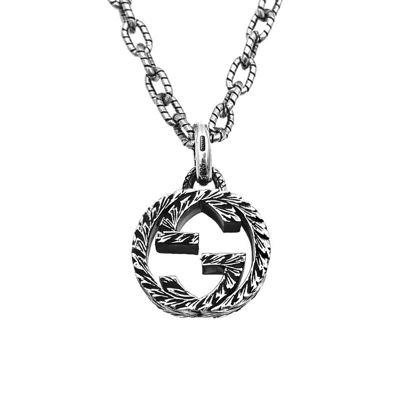 【国内発送/直営店】鹤房汐恩着用！ネックレス グッチ  メンズ インターロッキングG ペンダント シルバー